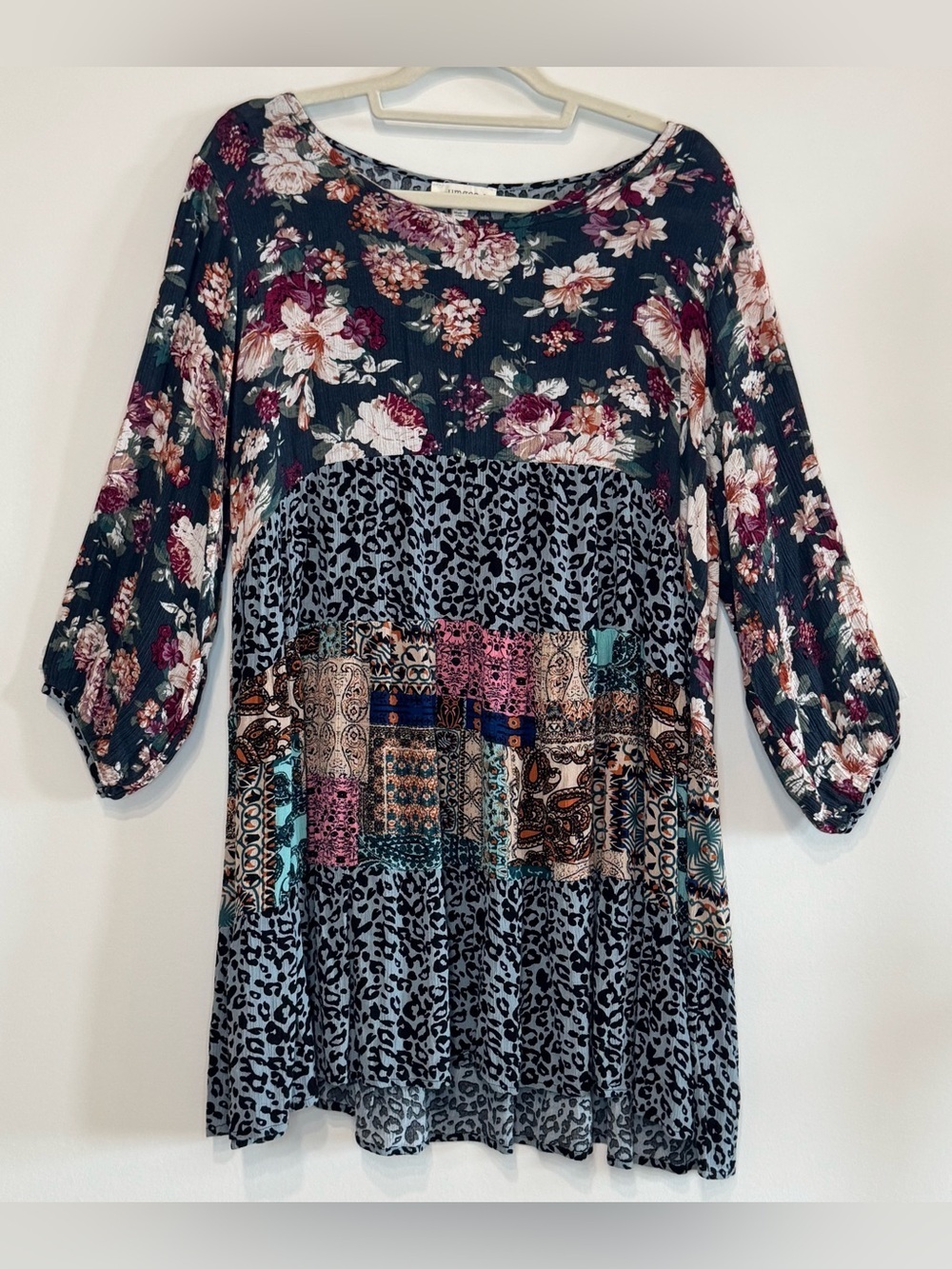 Umgee Mixed Print Patchwork Floral
Boho Tunic/Dress Lightweight Size XL